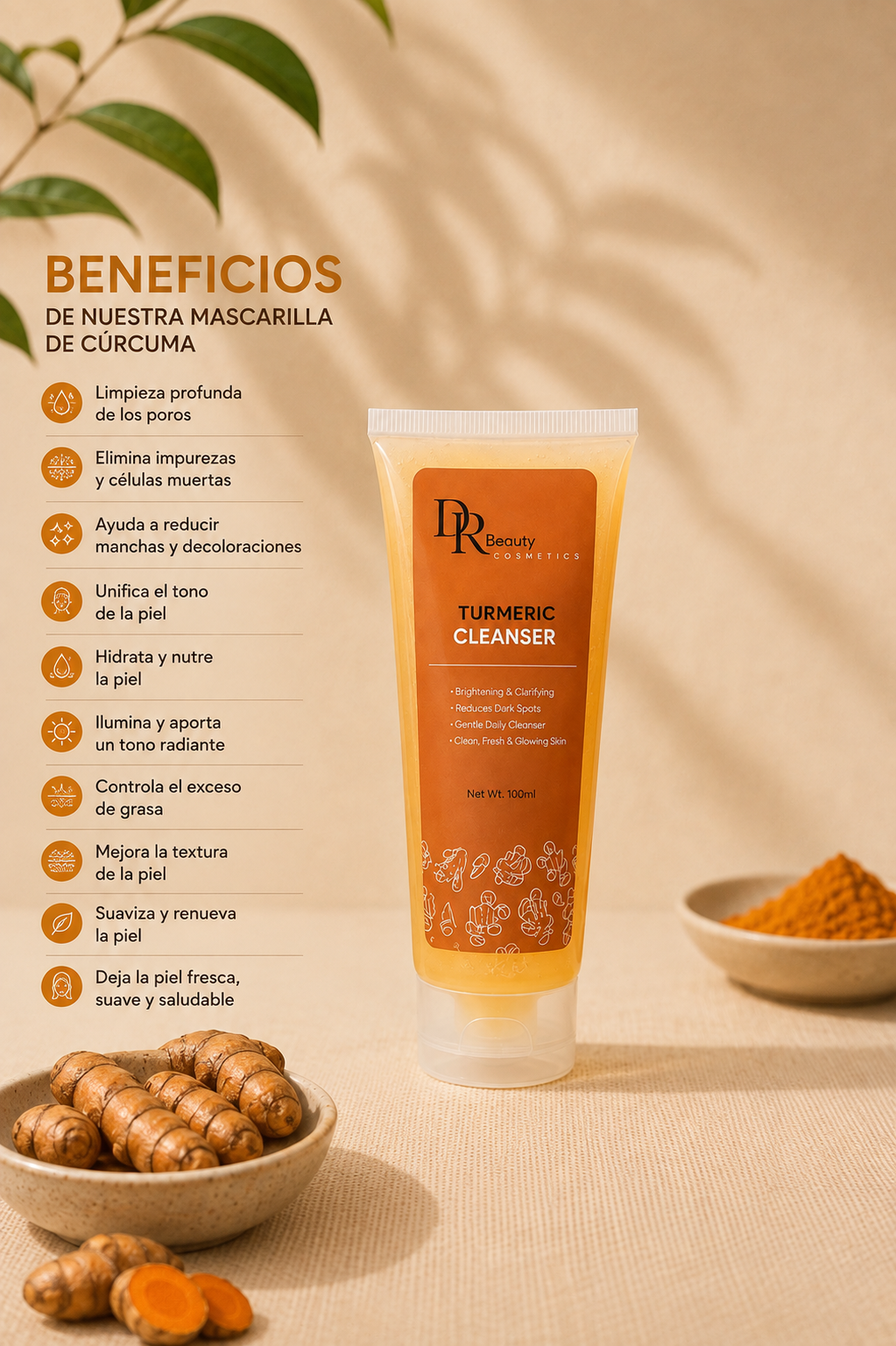 Gel facial de cúrcuma